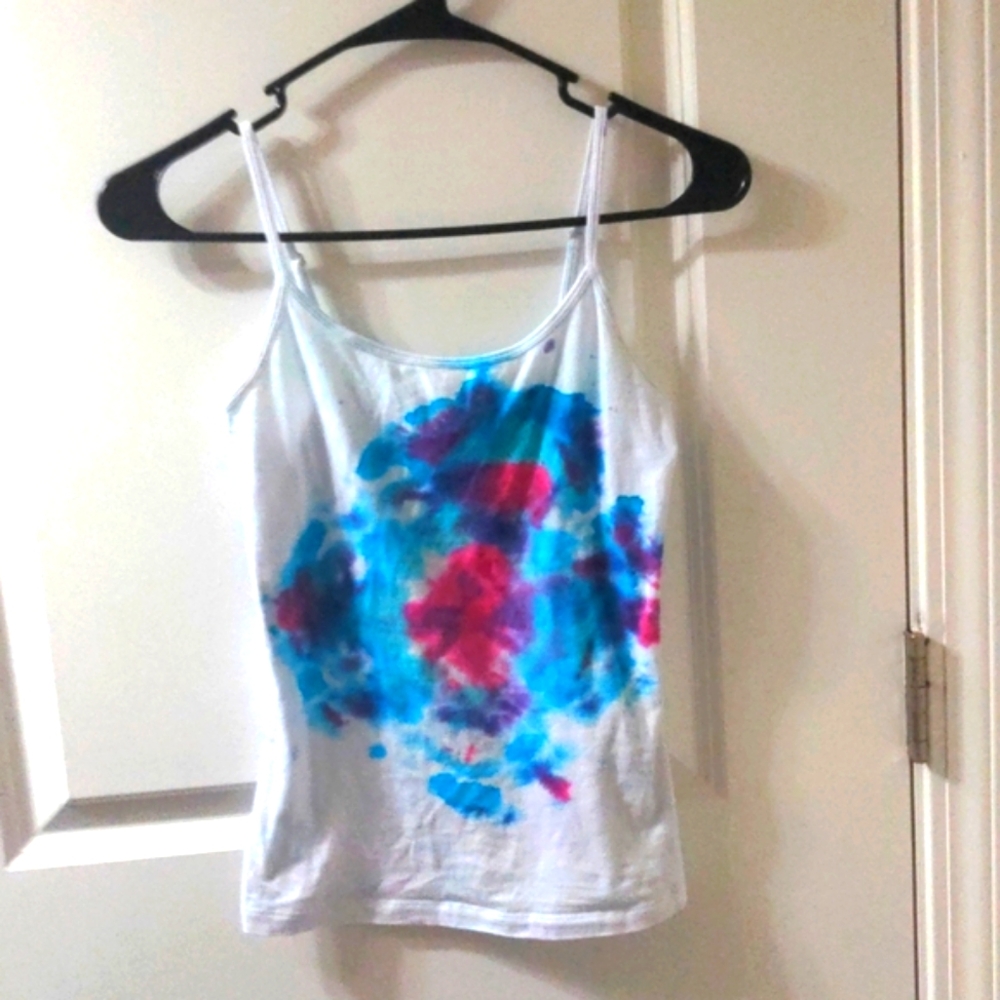 Bullseye Ice Tie-Dye Forever 21 White Camisole Small Upcycled